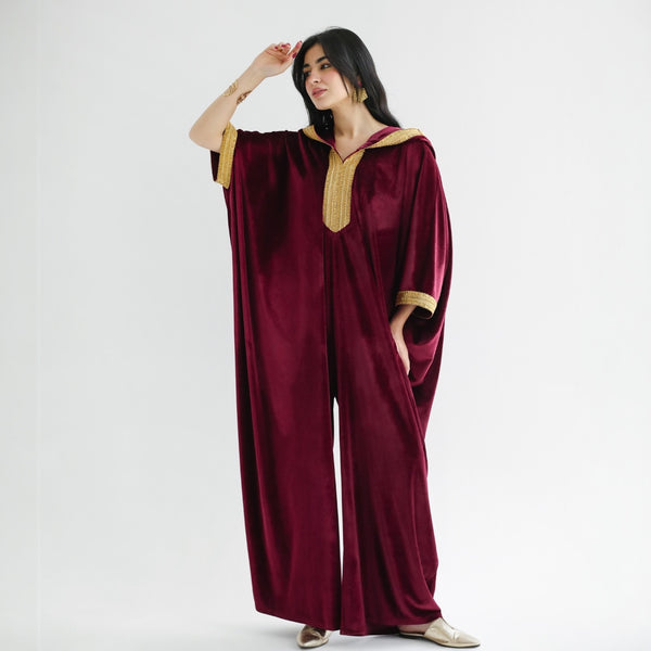 Moroccan velvet embroidered jumpsuit