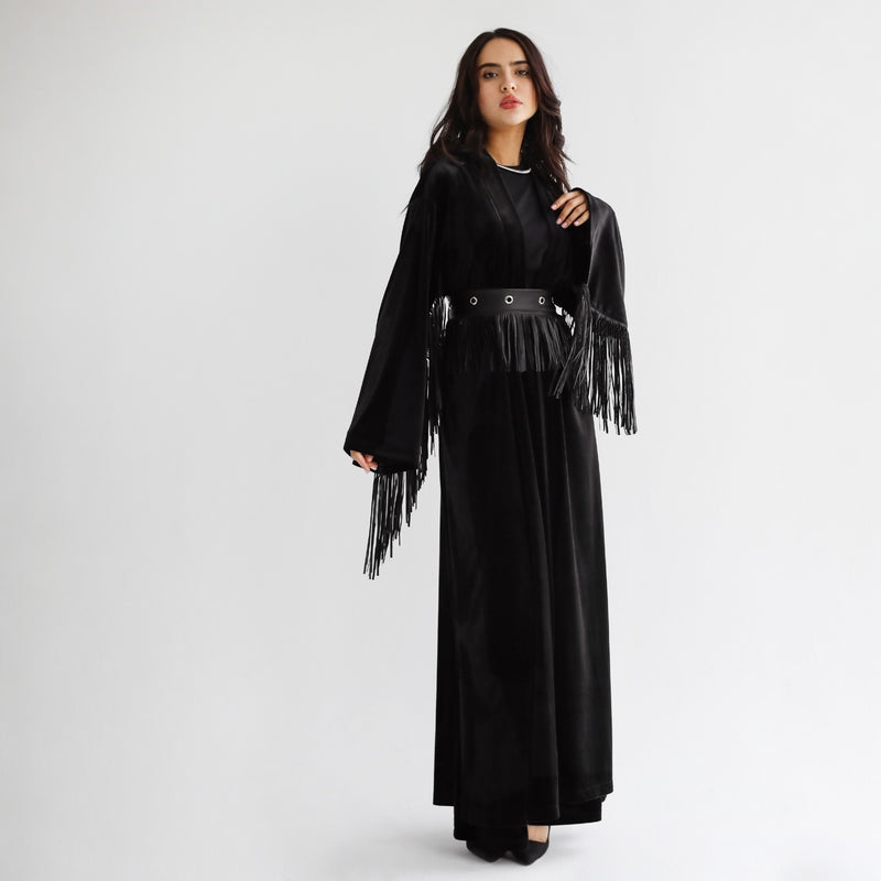 Velvet fringed kaftan