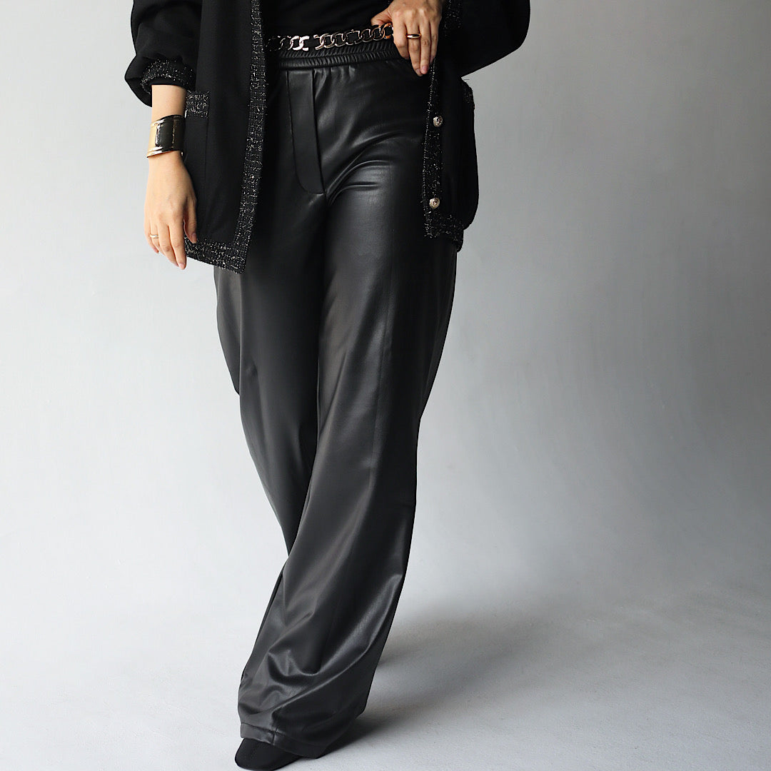 Wide leg black leather pants – The Gallery