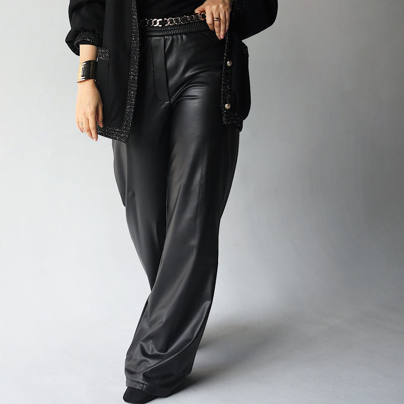 Saint Laurent Black Leather Jeans - Le Louvre