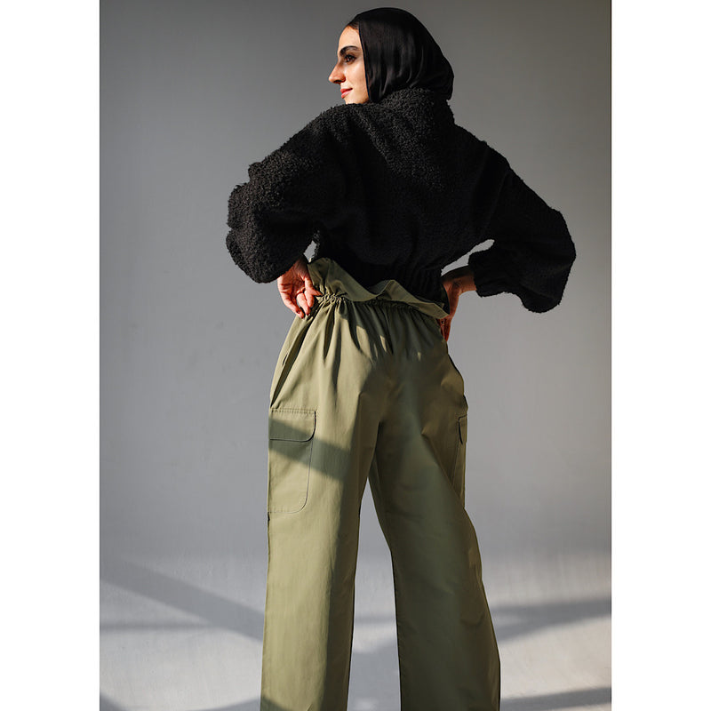 Khaki gabardine paperbag pants – The Gallery
