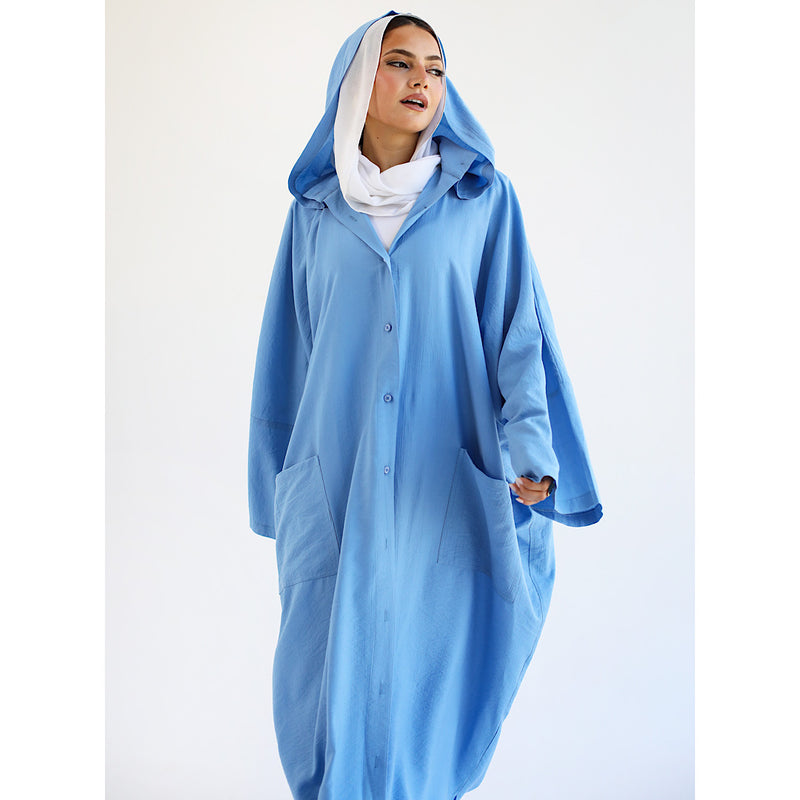 Light blue hooded kaftan