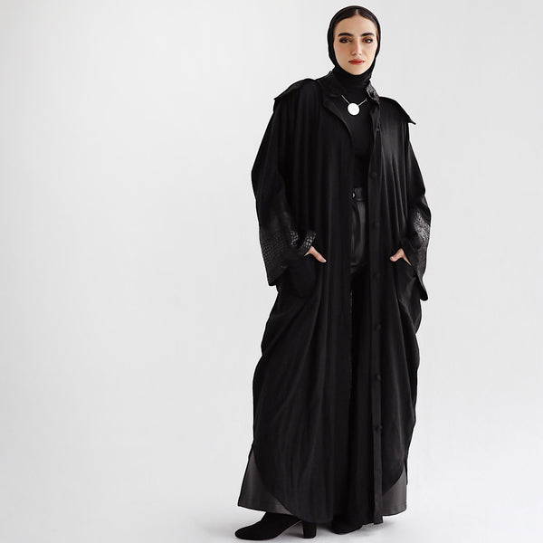 Leather Hooded linen kaftan