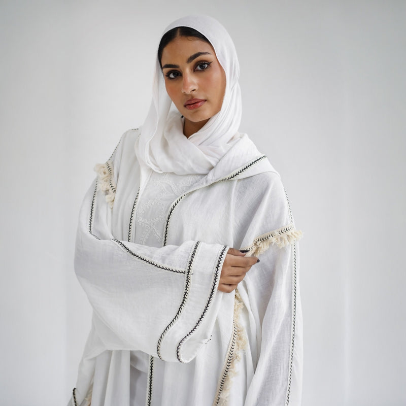 Linen blend hooded kaftan