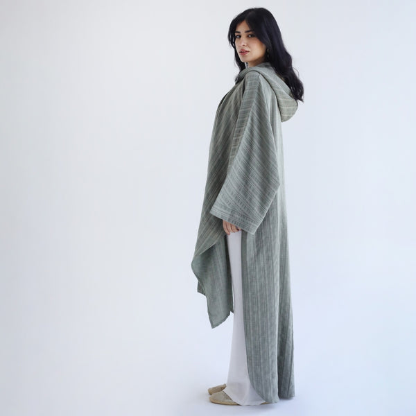 Khaki striped cardigan kaftan