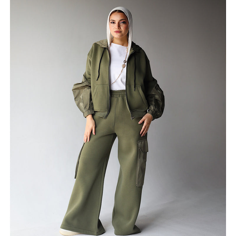 Olive milton zipped co-ord set