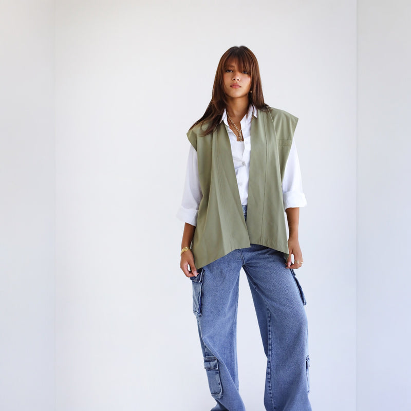 Olive waist belt vest