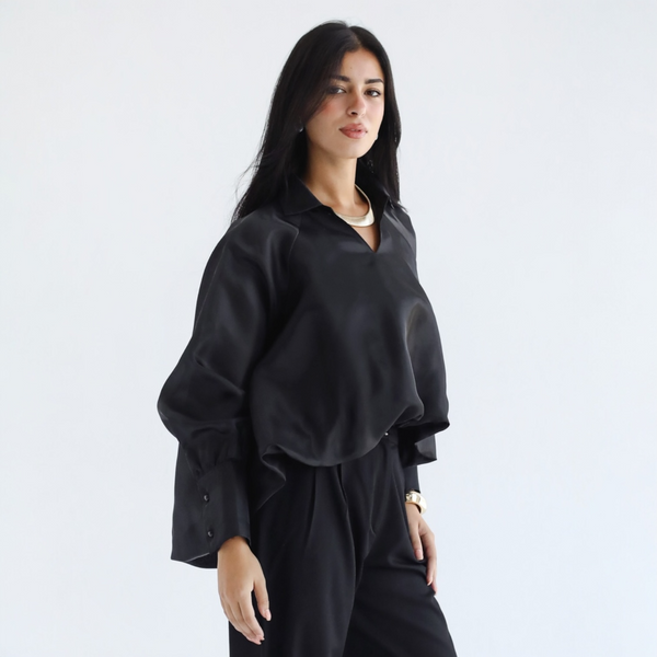 Organza bubble hem blouse