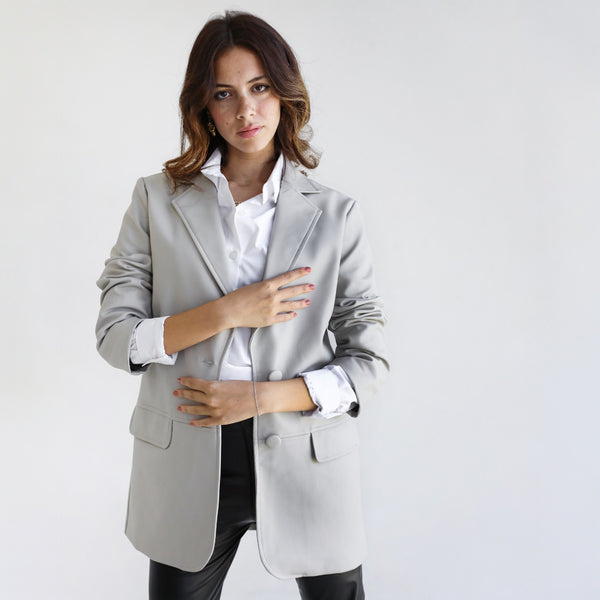 Grey leather blazer