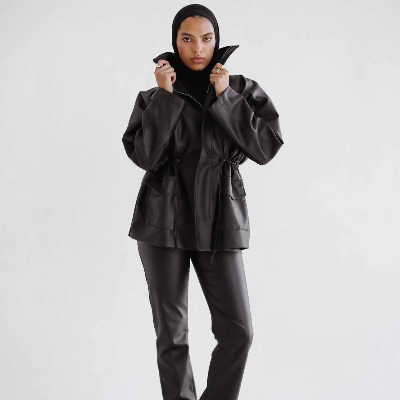 Drawstring waist leather jacket – The Gallery
