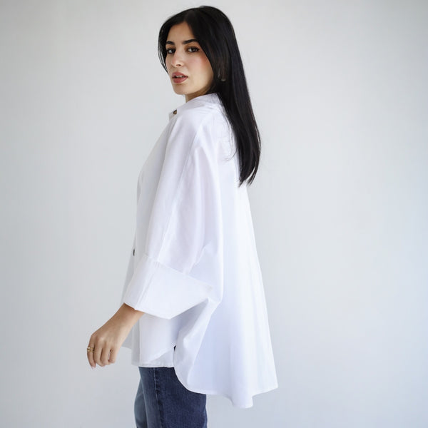 White poplin oversized shirt