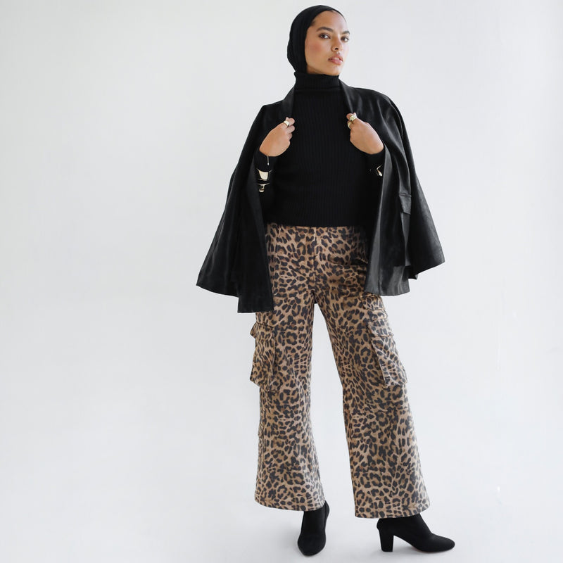 Leopard wide leg pants