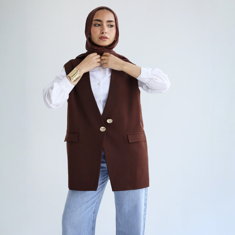 Two button brown vest