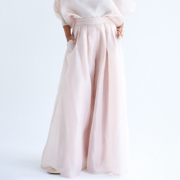 Flowy wide leg beige pants