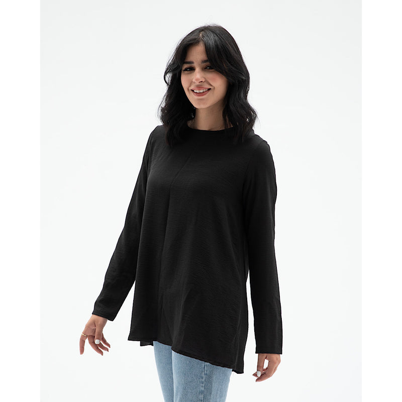 Long sleeved black basic blouse