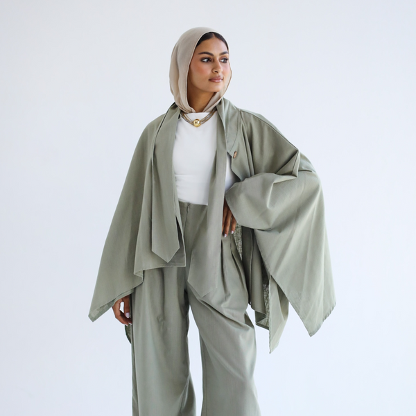Olive necktie blouse