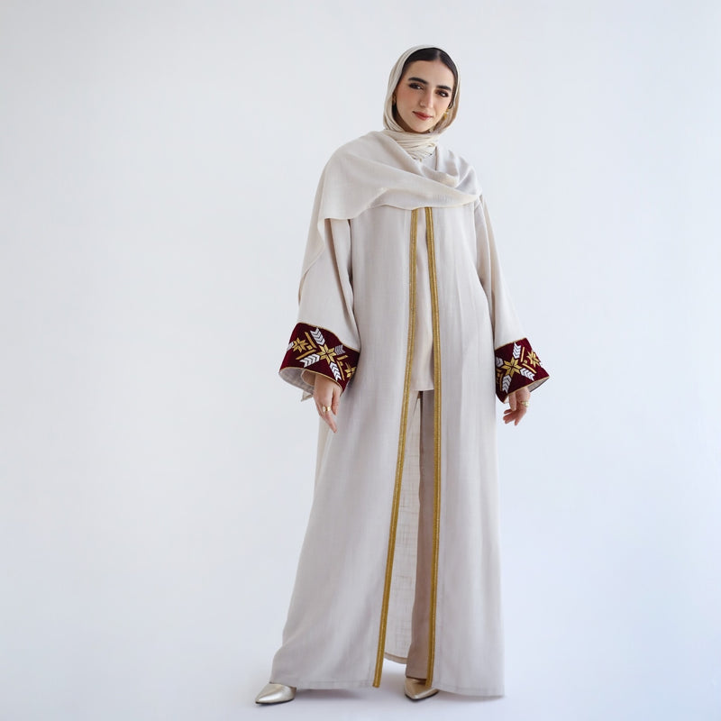 Linen blend neck scarf kaftan