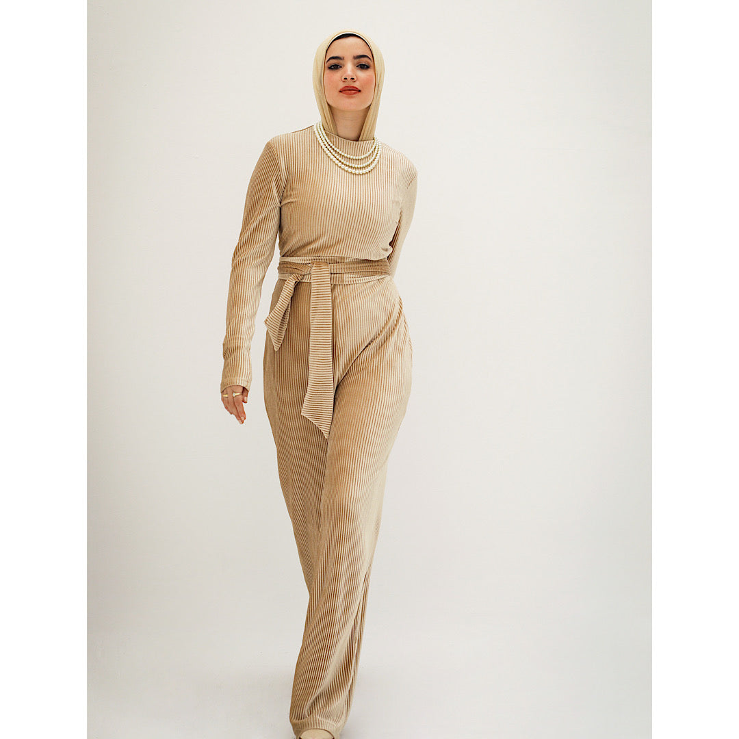 Gold Velvet Jogger Jumpsuit - S