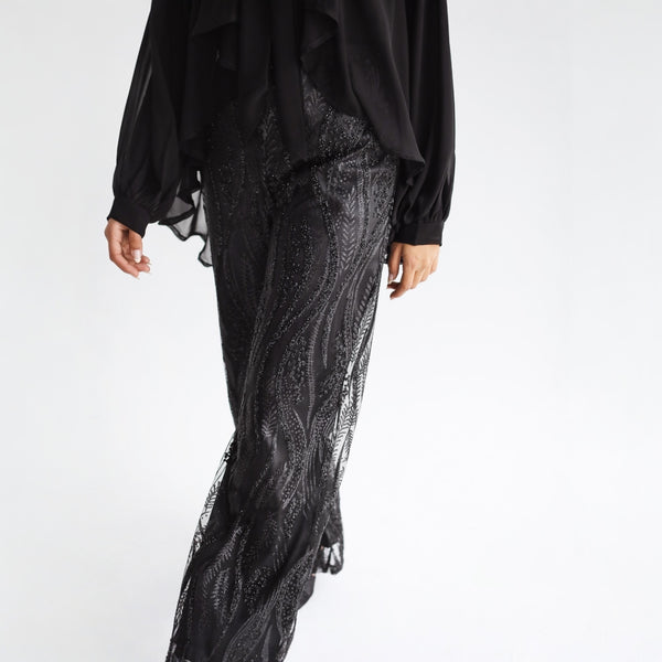 Black tulle glittering pants