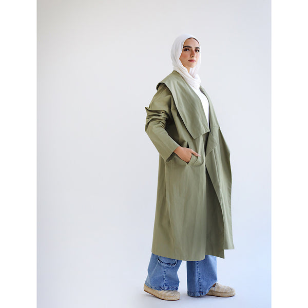 Khaki oversized long cardigan