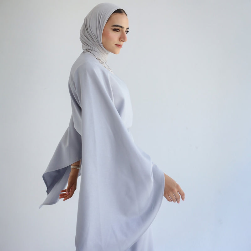 Wide sleeve silver dress