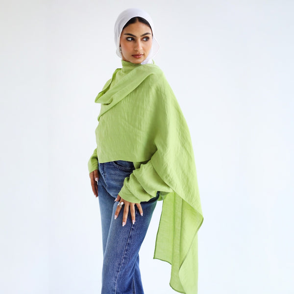 Green scarf blouse
