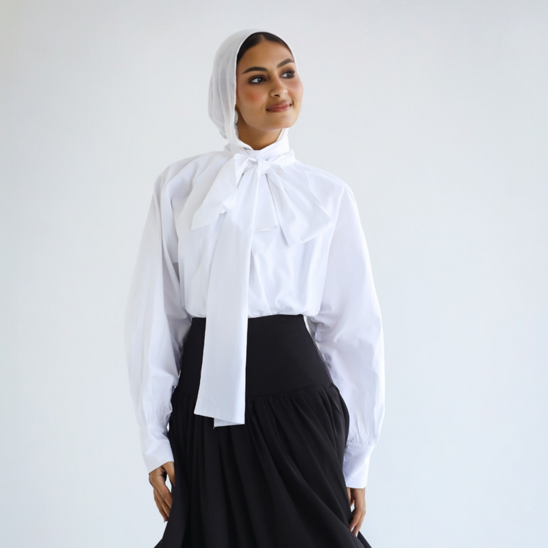 poplin necktie blouse