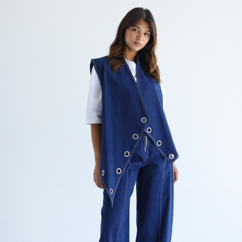Metal rings denim vest