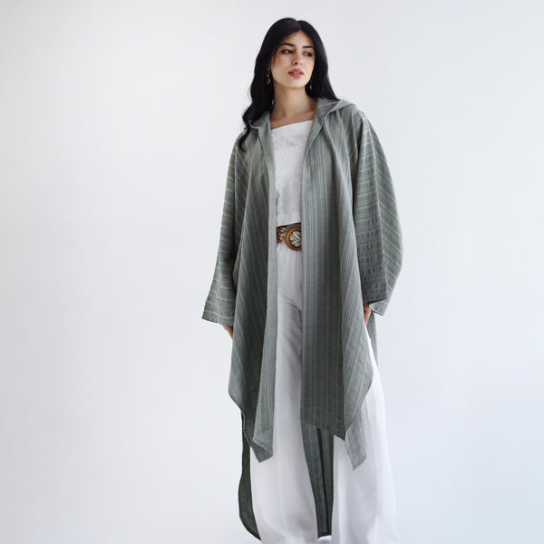 Khaki striped cardigan kaftan