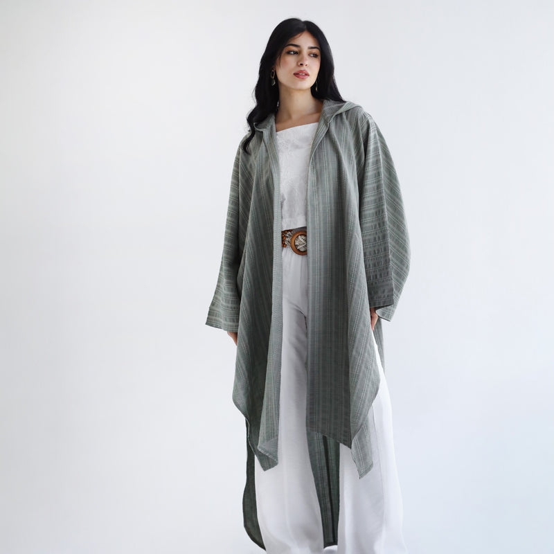 Khaki striped cardigan kaftan