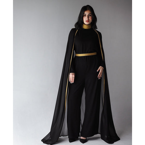Set of jumpsuit & embroidered cape