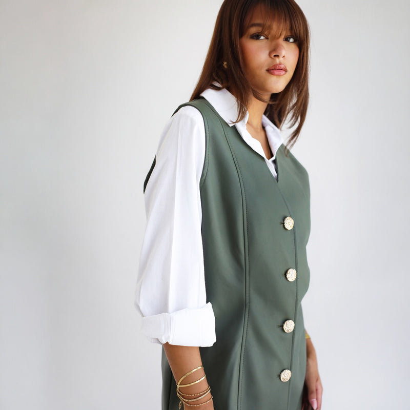 Green leather waistcoat