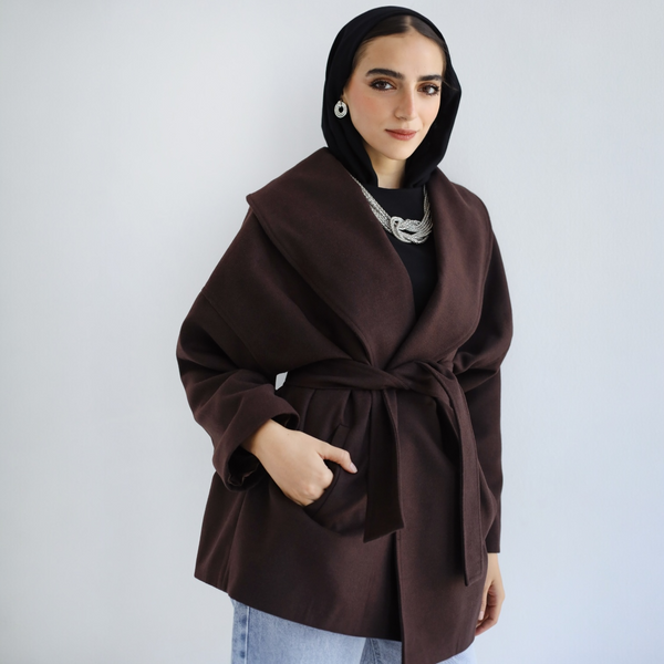 Brown wide collar jacket