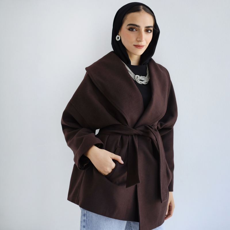 Brown wide collar jacket