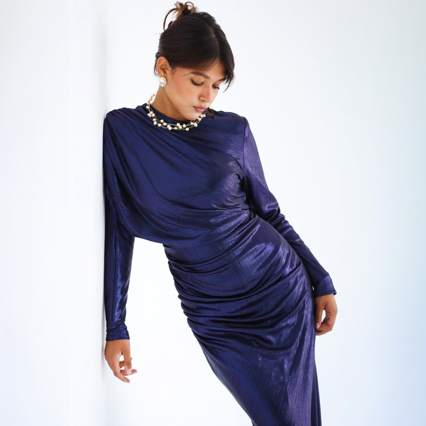 Dark blue metallic dress – The Gallery