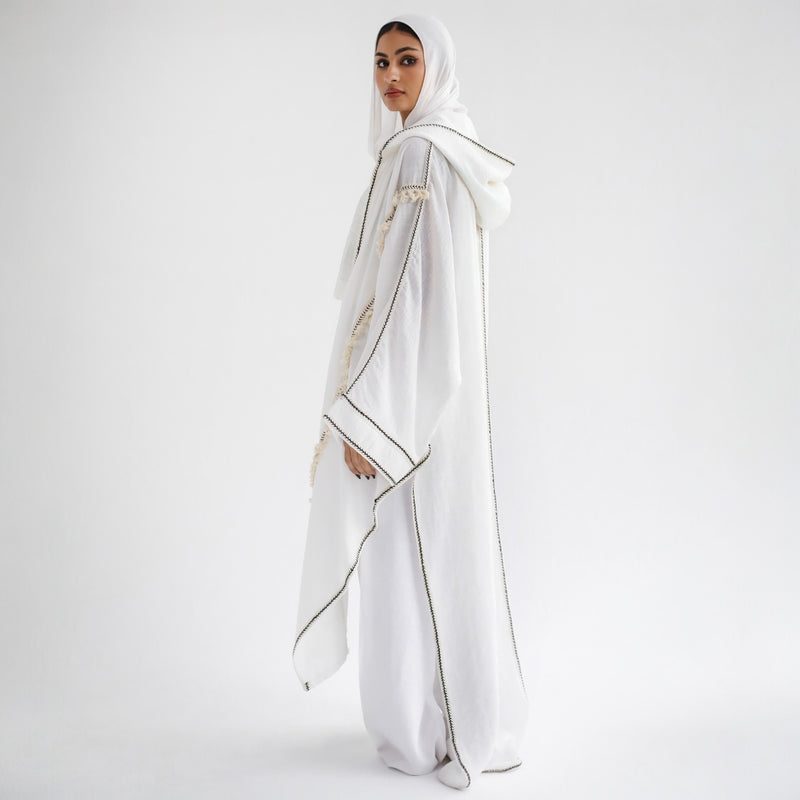 Linen blend hooded kaftan