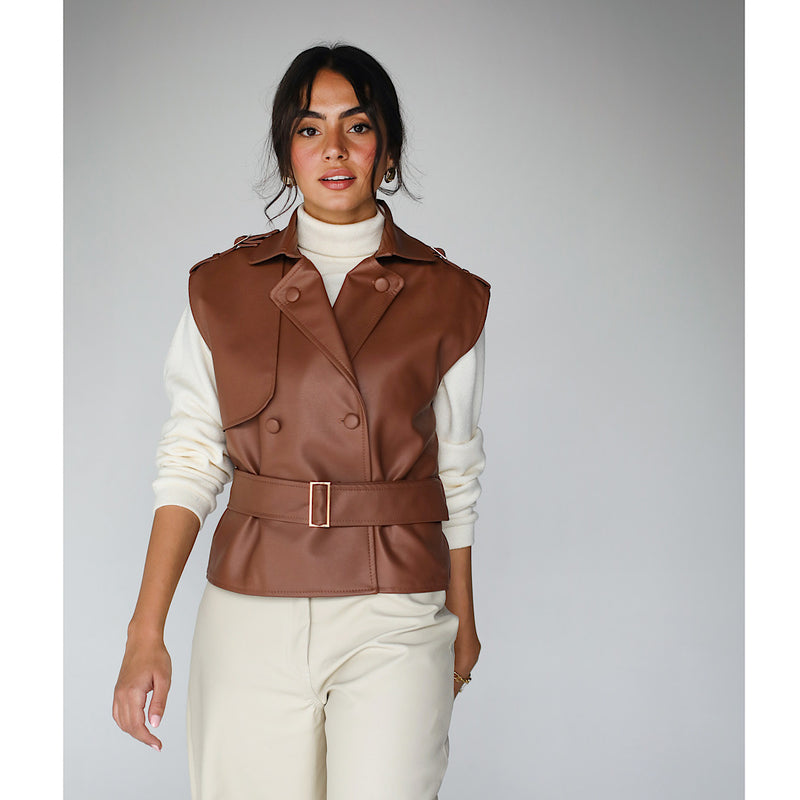 Brown Leather short vest