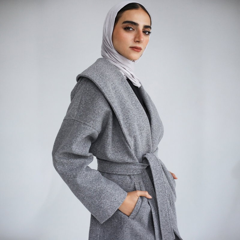 Grey wide collar jacket