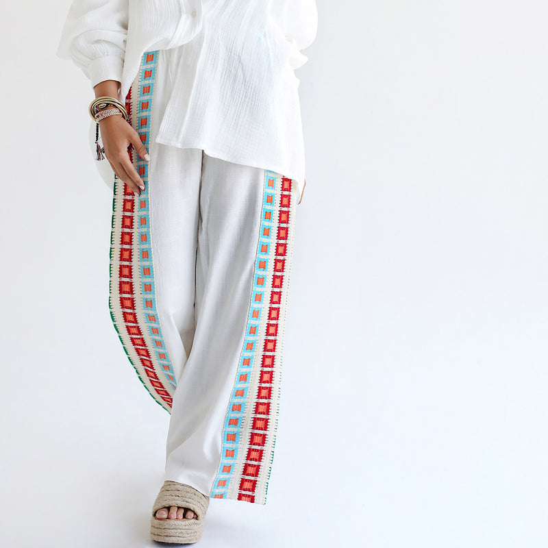 Linen & crochet pants