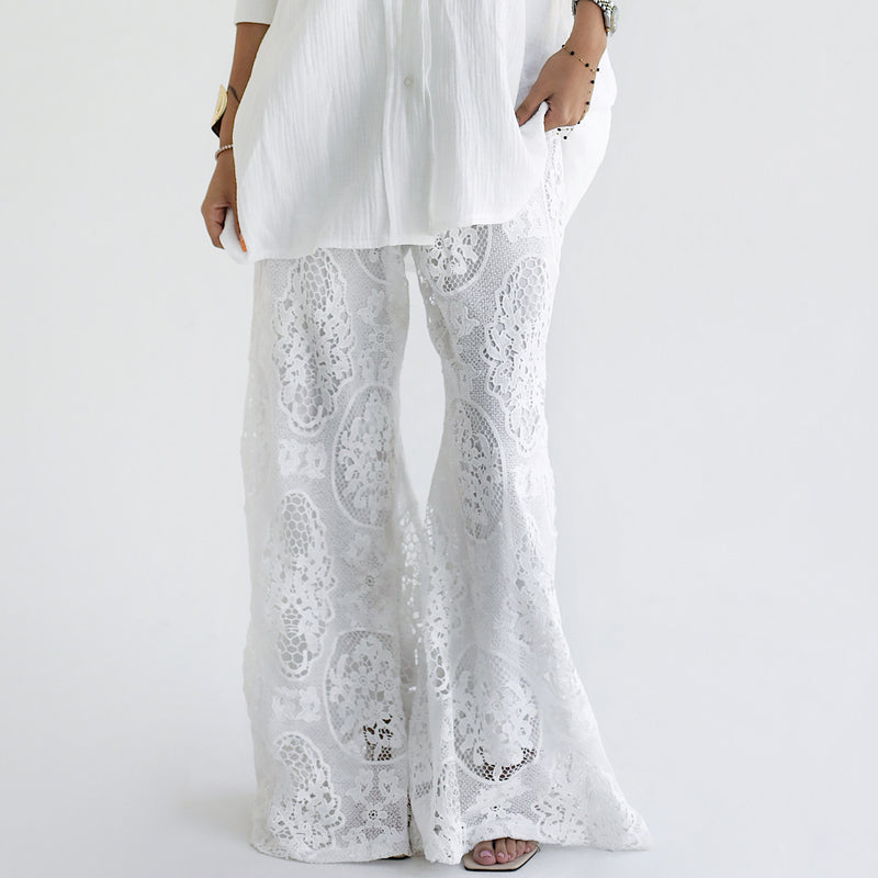 Wide flared lace pants