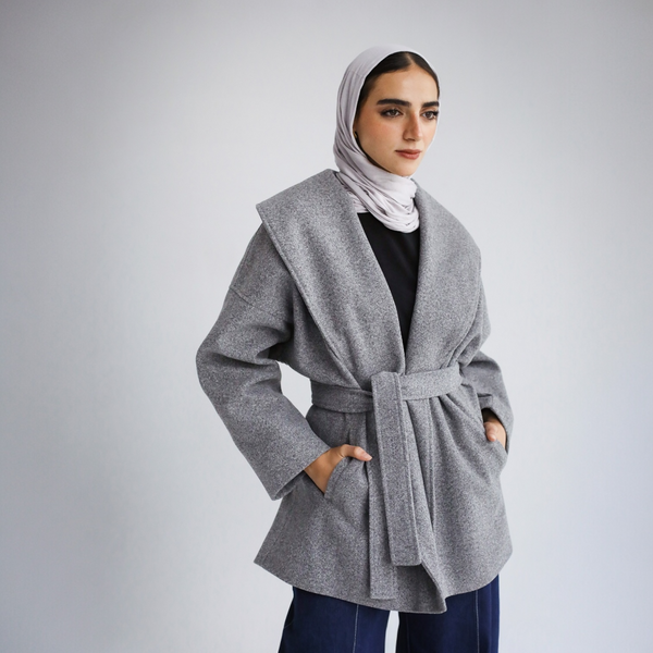 Grey wide collar jacket