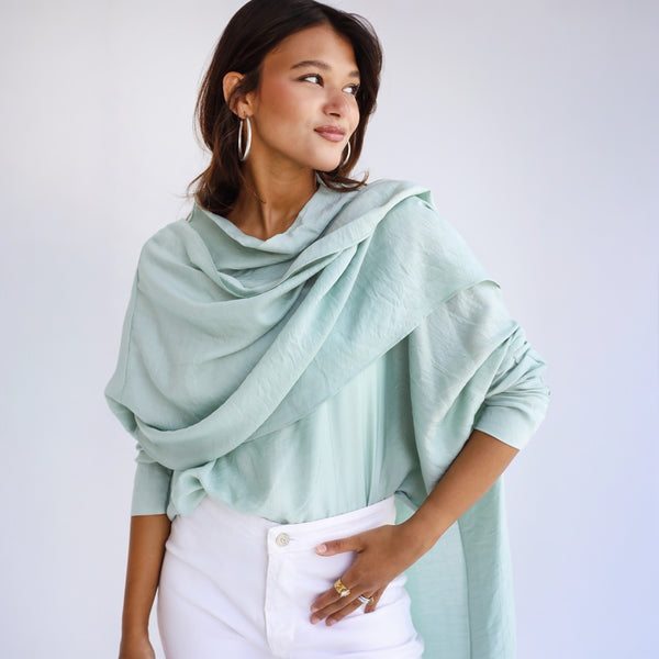 Mint green scarf blouse