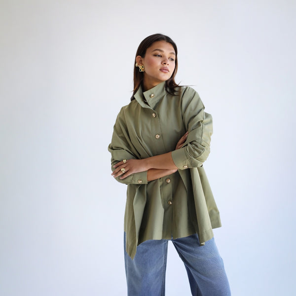 Olive cape shirt