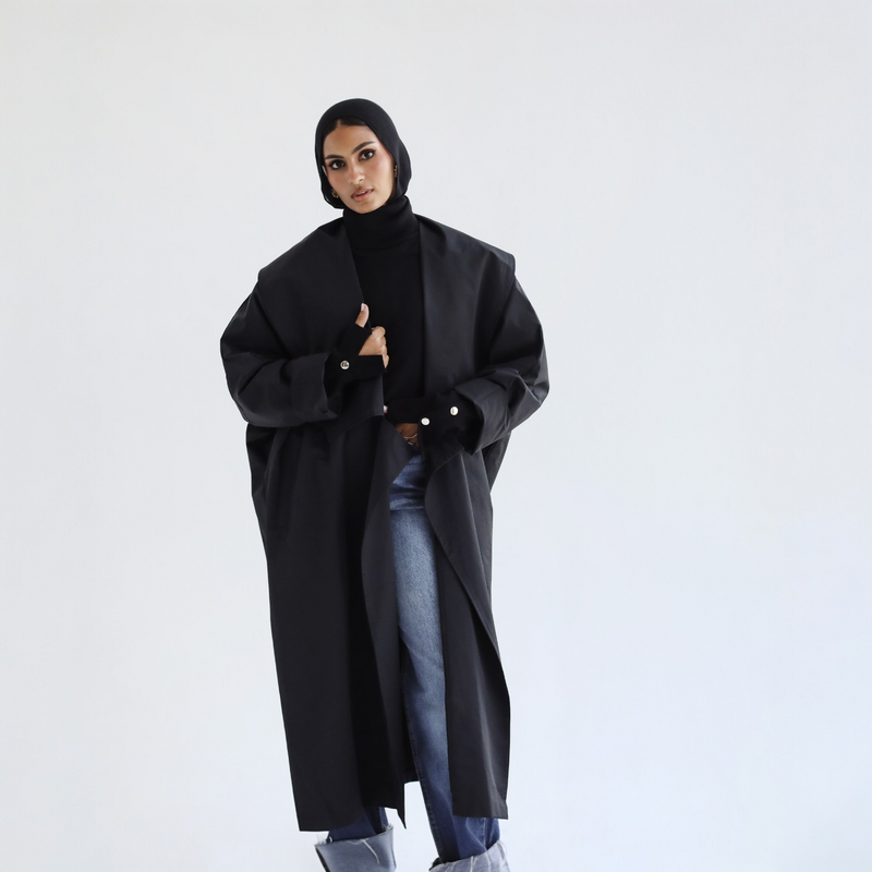 Black oversized long cardigan