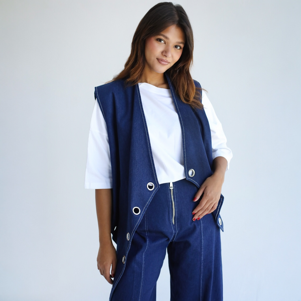 Metal rings denim vest