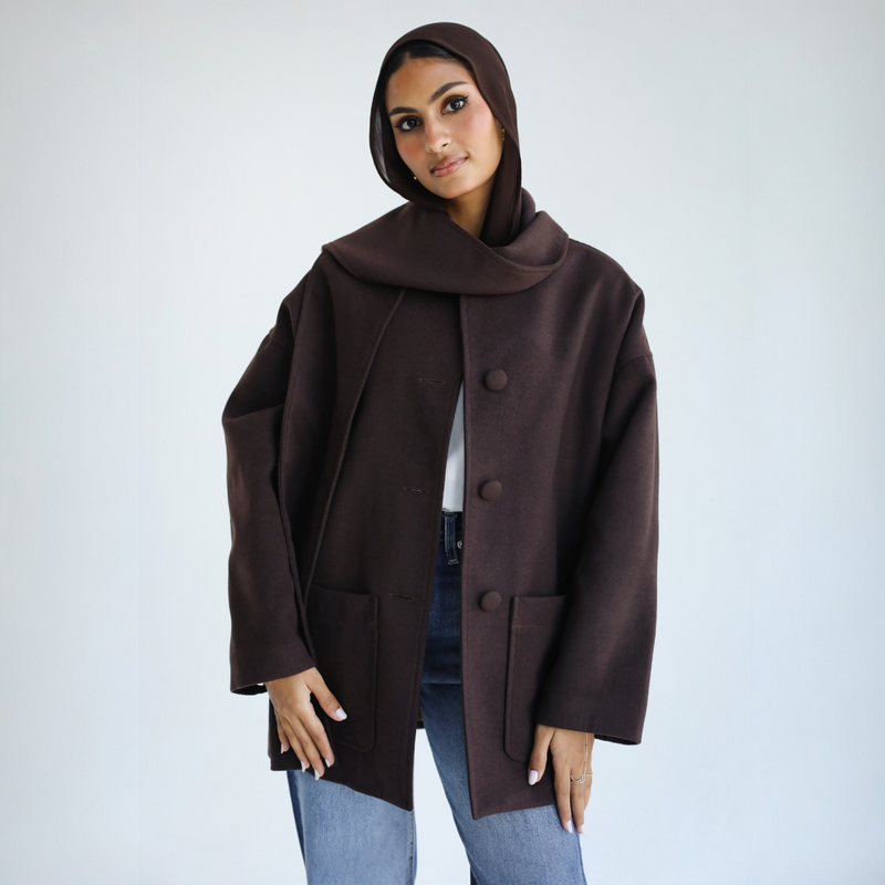 Brown scarf jacket