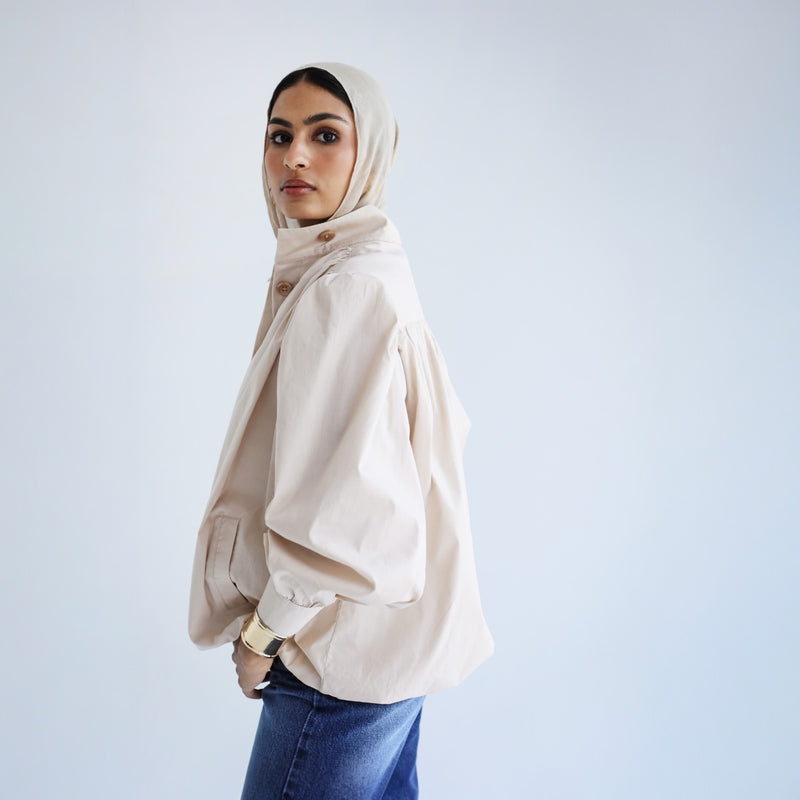 Bishop sleeve poplin jacket