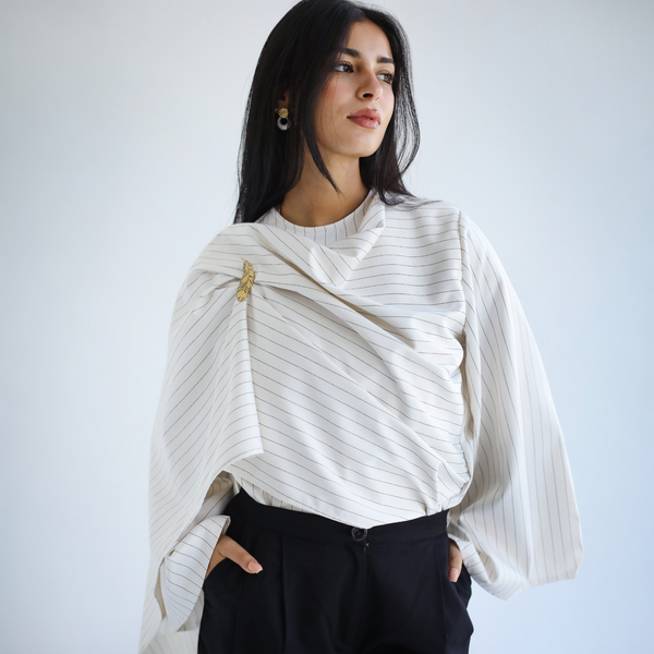 Stripped scarf blouse