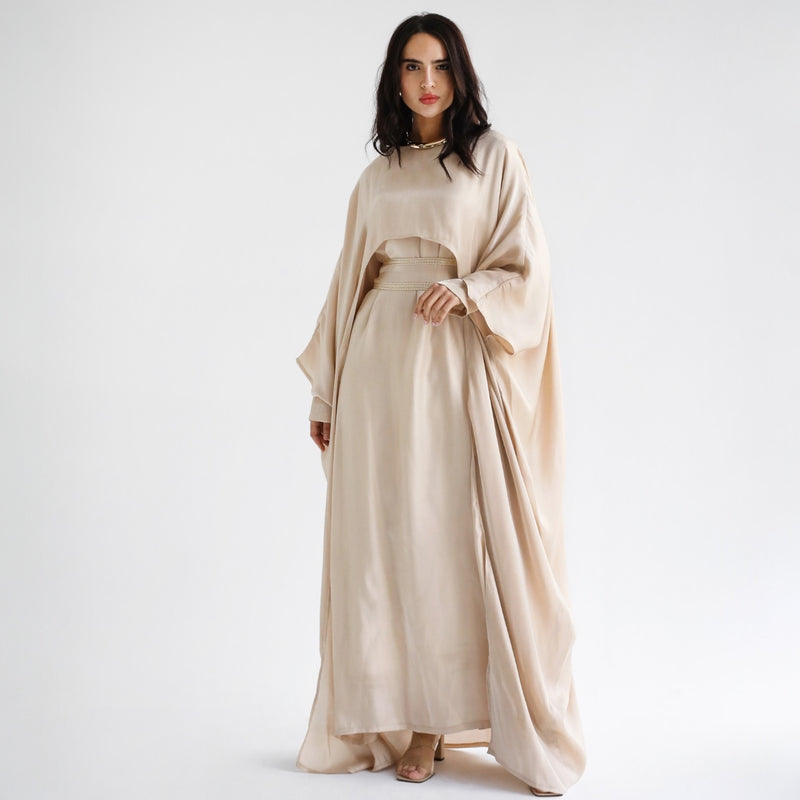 Shimmering dress & cape kaftan