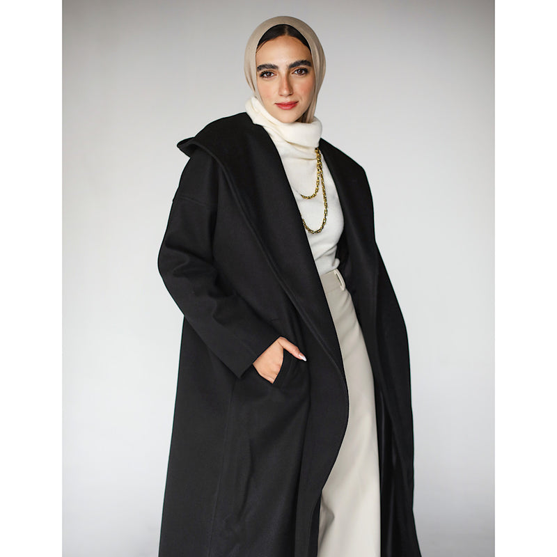 Shawl collar black coat